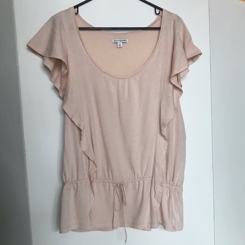 American Eagle Blush Ruffle Top